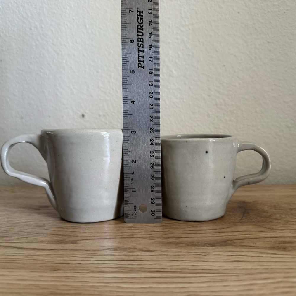 Handmade Art Pottery Mugs Gray Glaze Mismatched Size Rustic Cups Cottagecore RT - Picture 11 of 11